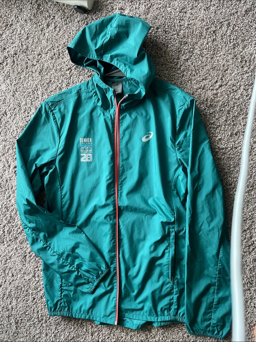 ASICS Teal Hooded Windbreaker with Contrast Zip - Men's